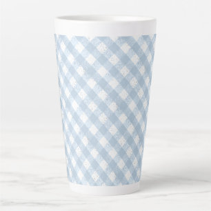 Elegant geruit gevlekt blauw en wit patroon latte mok