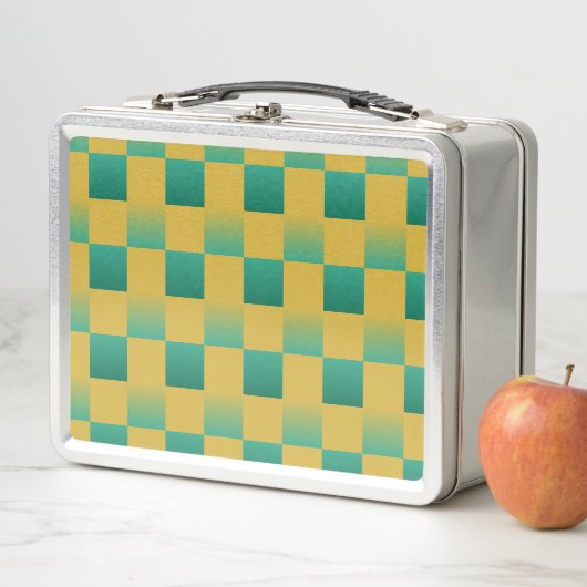 Elegant geruit patroon in groen en goud (In situ)