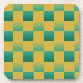 Elegant geruit patroon in groen en goud bier onderzetter