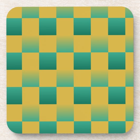 Elegant geruit patroon in groen en goud bier onderzetter (Voorkant)