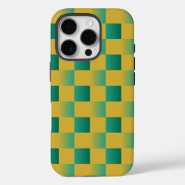 Elegant geruit patroon in groen en goud iPhone 16 pro hoesje