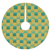 Elegant geruit patroon in groen en goud kerstboom rok (Voorkant)