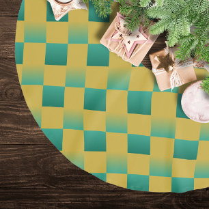 Elegant geruit patroon in groen en goud kerstboom rok