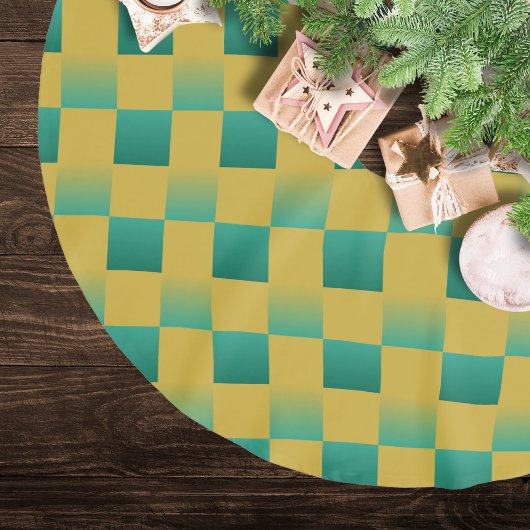 Elegant geruit patroon in groen en goud kerstboom rok