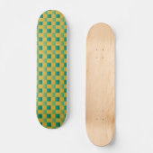 Elegant geruit patroon in groen en goud persoonlijk skateboard (Voorkant)