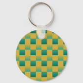 Elegant geruit patroon in groen en goud sleutelhanger (Voorkant)