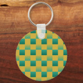Elegant geruit patroon in groen en goud sleutelhanger (Achterkant)