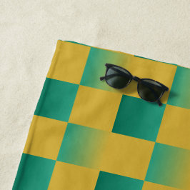 Elegant geruit patroon in groen en goud strandlaken