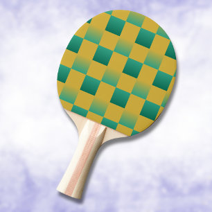 Elegant geruit patroon in groen en goud tafeltennisbatje