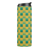 Elegant geruit patroon in groen en goud thermosbeker (Gedraaid links)