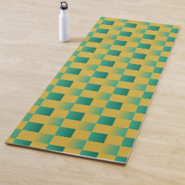 Elegant geruit patroon in groen en goud yogamat