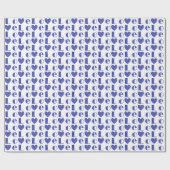 Elegant geruit Royal Blue Love Hearts patroon Cadeaupapier (Vlak)