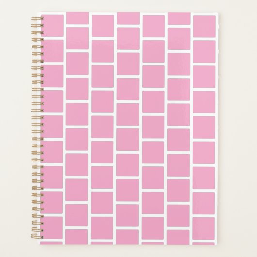 Elegant geruit roze ongedateerd maandelijks wekeli planner (Voorkant)