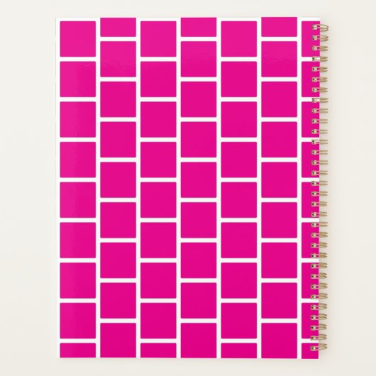 Elegant geruit roze ongedateerd maandelijks wekeli planner (Achterkant)
