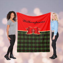 Elegant geruite en boog met naam kerst fleece deken