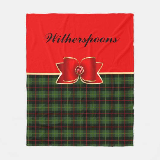 Elegant geruite en boog met naam kerst fleece deken (Voorkant)