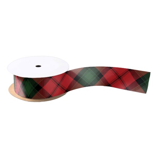 Elegant geruite Kerr Red Green Classic Tartan Satijnen Lint (Spoel)