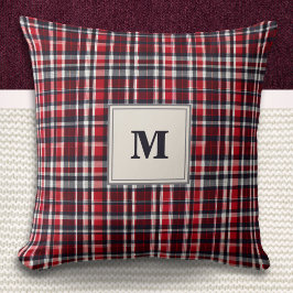 Elegant geruite monogramkussen met chique patroon kussen