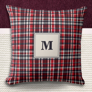 Elegant geruite monogramkussen met chique patroon kussen