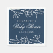 Elegant geschetst Floral Navy Baby shower Servet (Voorkant)