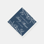 Elegant geschetst Floral Navy Baby shower Servet (Hoek)