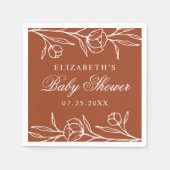 Elegant geschetste bloementerracotta Baby shower Servet (Voorkant)