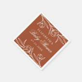 Elegant geschetste bloementerracotta Baby shower Servet (Hoek)