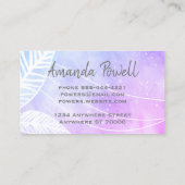 elegant geschilderd bladontwerp paars en blauw visitekaartje (Achterkant)