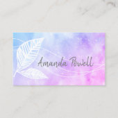 elegant geschilderd bladontwerp paars en blauw visitekaartje (Voorkant)