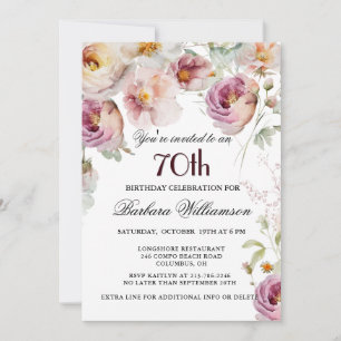 Elegant geschilderd Bloemen 70ste Verjaardagsfeest Kaart