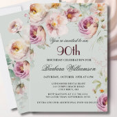 Elegant geschilderd Bloemen 90ste Verjaardagsfeest Kaart