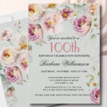 Elegant Geschilderd Bloemmotief 100e Verjaardagsfe
