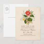Elegant geschilderde bloemen  Save the Date Aankondigingskaart (Voorkant / Achterkant)
