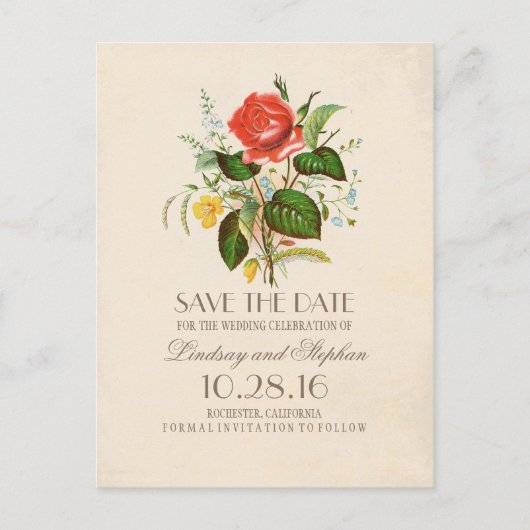 Elegant geschilderde bloemen  Save the Date Aankondigingskaart (Voorkant)