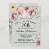 Elegant geschilderde bloemenverrassing 70e verjaar kaart (Voorkant / Achterkant)