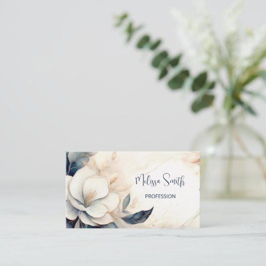 Elegant geschilderde driedimensionale bloem visitekaartje (Staand voorkant)