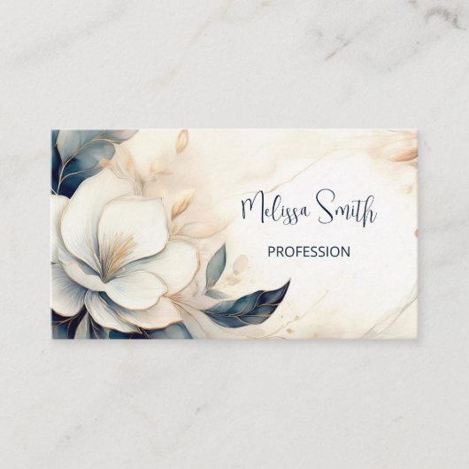 Elegant geschilderde driedimensionale bloem visitekaartje (Voorkant)