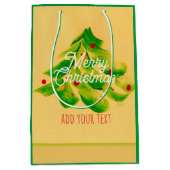 elegant geschilderde kerstboom voeg je eigen tekst medium cadeauzakje (Voorkant)