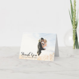 Elegant Geschreven Foto Bruiloft Bedankt | Zwart