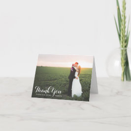 Elegant Geschreven Foto Huwelijk Bedankt | Wit