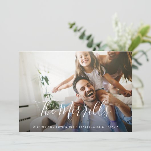 Elegant geschreven | Kerst fotokaart Feestdagenkaart (Staand voorkant)