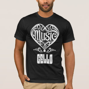 Elegant gescrolld hart voor celloliefhebbers t-shirt