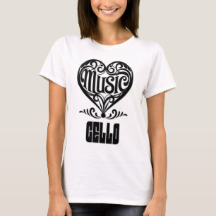 Elegant gescrolld hart voor celloliefhebbers t-shirt