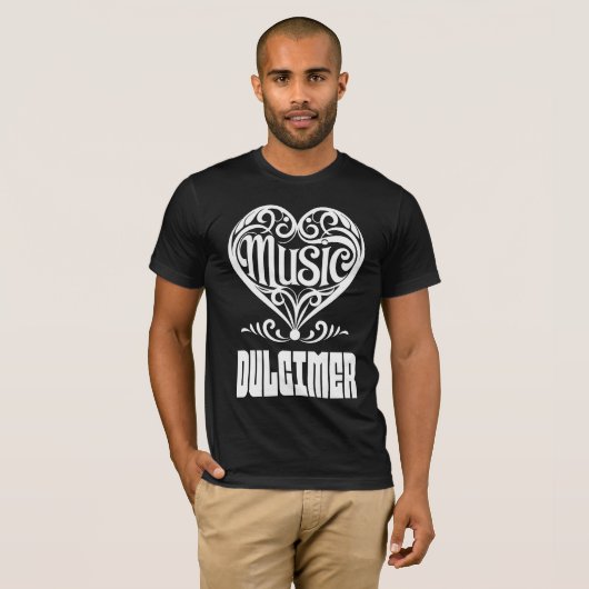 Elegant gescrolld hart voor Dulcimer-liefhebbers T-shirt (Voorkant volledig)
