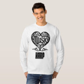 Elegant gescrolld hart voor harpliefhebbers t-shirt (Voorkant volledig)