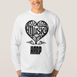 Elegant gescrolld hart voor harpliefhebbers t-shirt