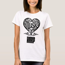 Elegant gescrolld hart voor harpliefhebbers t-shirt