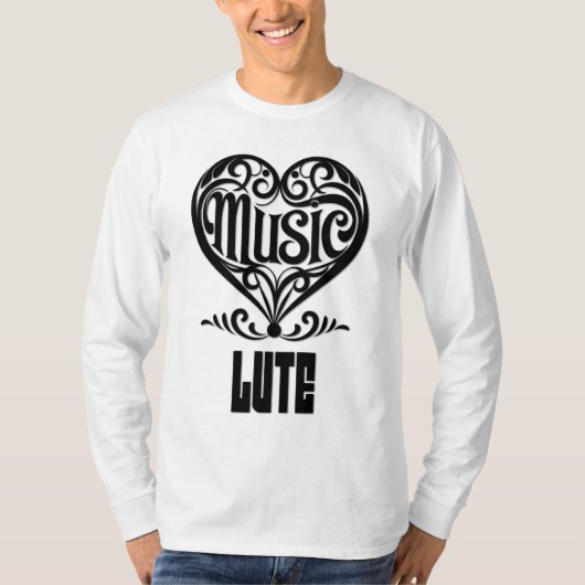 Elegant gescrolld hart voor liefhebbers van luit t-shirt (Voorkant)