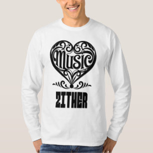 Elegant gescrolld hart voor zitherliefhebbers t-shirt