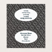 Elegant gescrolld zwart wit damast ontwerp visitekaartje (Buitenkant ongevouwen)